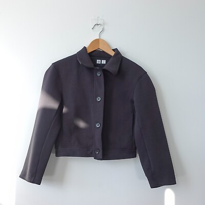 #ad UNIQLO Lemaire Jacket Womens Medium Black Cotton Cropped U Double Face Classic $78.88