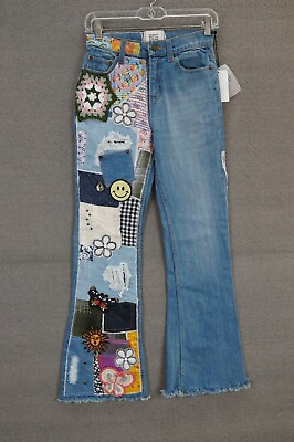 NWT Urban Outfitters BDG Rare High Flare Patch Graphic Jeans SZ 24 $55.99