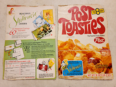 #ad Vintage 1975 Post Toasties Corn Flakes Cereal Box Front and Back Only $7.00