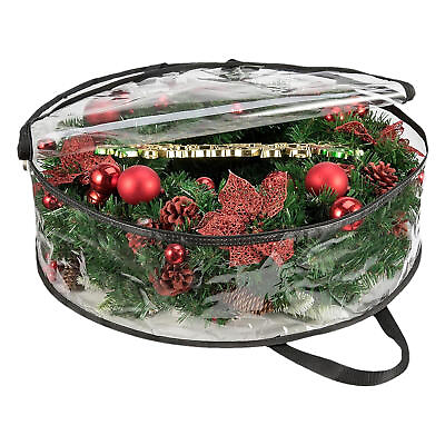 #ad Clear Wreath Storage Christmas Wreath Storage Case Xmas Wreath Container Bag $17.54