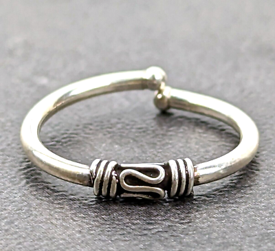 #ad Vintage 925 Sterling Silver Kiss Lock Wire Bead Accent Size 3.5 Ring #F1 $26.37