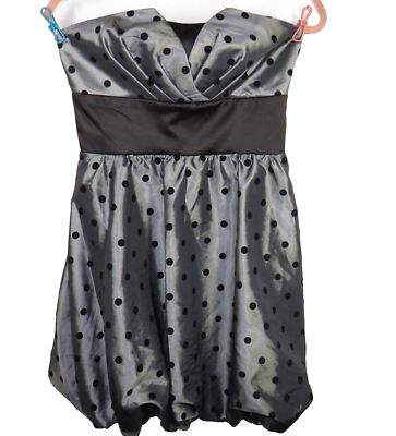 #ad Trixxi Size 5 Gray Black Polka Dot Strapless Bubble Hem Special Occasion Dress $45.00