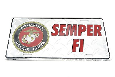 #ad Marine Corps USMC Semper Fi Diamond Metal License Plate Sign Tag $9.99
