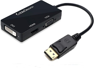 CABLEDECONN Multi Function Displayport Dp to HDMI DVI VGA Male to Female 3 in 1 $12.45