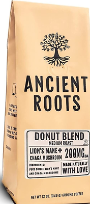 Ancient Roots Donut Shop Mushroom Coffee Ground with Benefits of Mushroom 12 oz $17.50