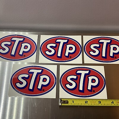 #ad STP Set of 5 Oval Original Vintage Die Cut Racers Edge Decals Stickers $10.90