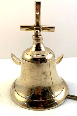 Vintage Nautical Maritime Polished Brass Bell Anchor Mount Indoor Outdoor Loud $15.00