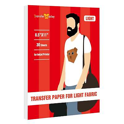 #ad 30 Sheets Printable Light T shirt Iron on Heat Transfer Paper Inkjet amp; Laser 8.5 $15.99