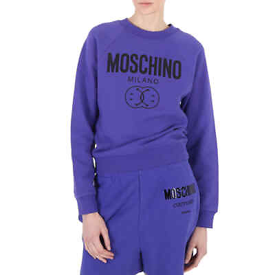 #ad Moschino Ladies Purple Smily Logo Cotton Sweatshirt $163.90