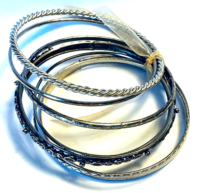 #ad Bangle Bracelet Set 6 silver plated boho fashion jewelry $7.25