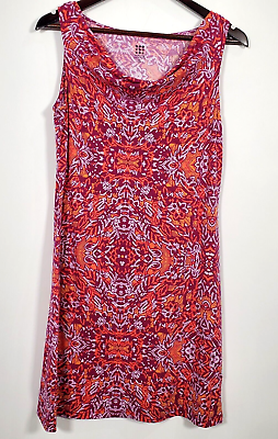 Title Nine Womens Breeze Dress Size Small Paisley Orange Red White Cowl Neck $25.83
