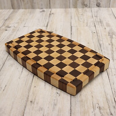 #ad Handmade Solid Wood End Grain Cutting Board 9.5x16quot; Walnut amp; Maple Wood Block $57.99