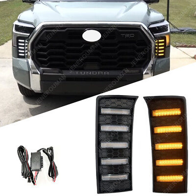 #ad #ad Pair LED Daytime Running lights Fits 2022 24 Toyota Tundra Fog Lamps Turn Signal $61.75