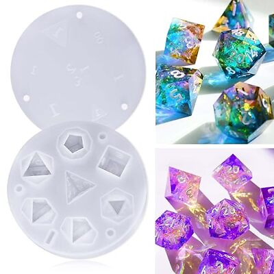 #ad Dice Molds for Resin 7 Shapes DND Dice Resin Mold Silicone Integrated $11.53