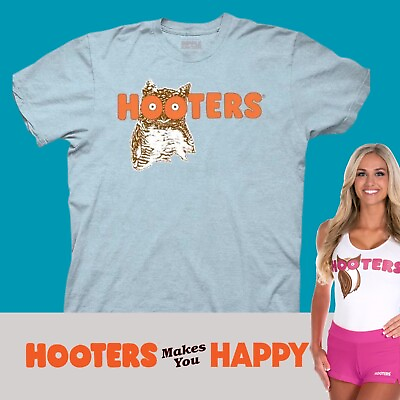 #ad D60 Hooters Authentic T Shirt Baby Blue Size MD Unisex Breastaurant $37.99