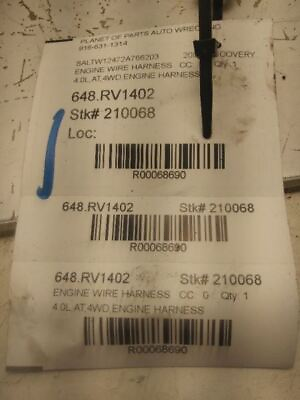2002 Land Rover Discovery 4.0L Injector Fuel Wire Harness $149.29