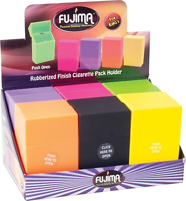 #ad 12 Rubberized Hot Neon Color Push Open Plastic Cigarette Case Pack Holder King#x27;s $31.38