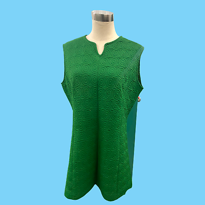 #ad 1970#x27;s Vintage Green Swirl Pattern Short Summer Dress Med $33.99