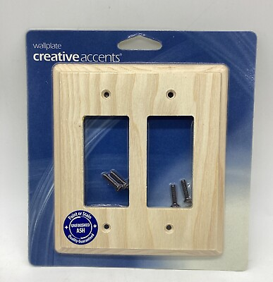#ad Creative Accents Lighting Plate Double Rocker Wall Plate Unfinished Ash New $8.99