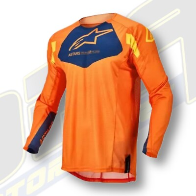 #ad Alpinestars Techstar Factory Motocross MX Enduro Shirt Jersey Orange Blue GBP 29.99