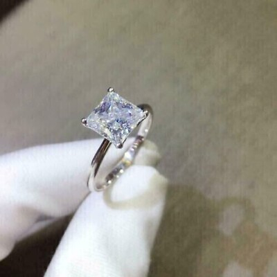 2CT Lab Created Princess Diamond Valentine Ring Promise Ring 14K White Gold Over $50.00