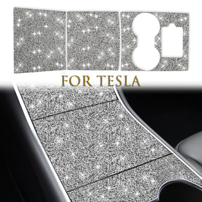 #ad Diamond ABS Car Central Control Storage Box Panel Trim Cover For Tesla Model 3 $85.50
