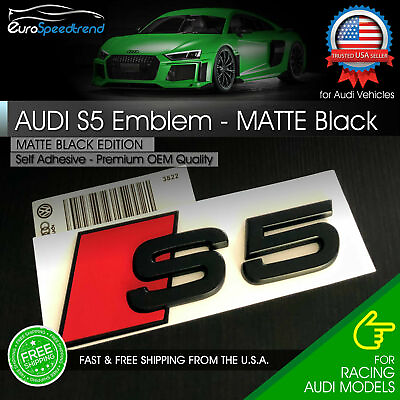 Audi S5 Matte Black Emblem 3D Badge Rear Trunk Lid Audi S Line Logo A5 S5 OEM $19.99