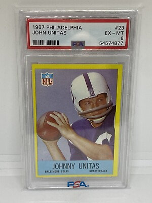 #ad 1967 Philadelphia Football #23 John Johnny Unitas Colts HOF PSA 6 EX MT $72.95