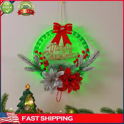 #ad Christmas Wreath Battery Operated Colorful Light Decorative Light with Timer $22.39