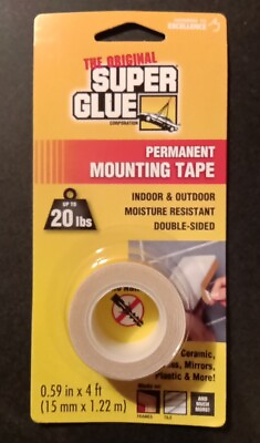 #ad Original Super Glue Permanent Double Sided Mounting Tape Holds 20 Pounds $7.50