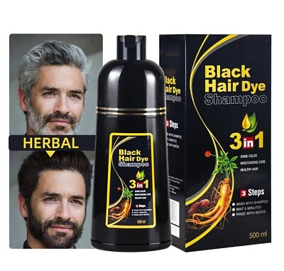 #ad Black Hair Dye Shampoo Instant 3 in 1 Grey Coverage $18.99