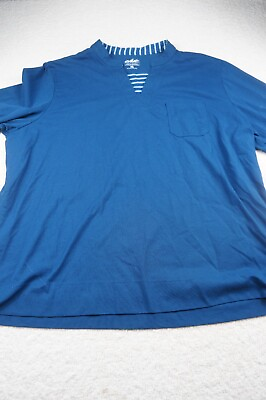 #ad Chic Women XL Blue Long Sleeve Coton V Neck Blouse Q713 $18.50