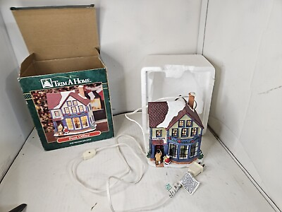 Trim A Home Christmas Village POST OFFICE Porcelain Glass Window in Box Works $44.90