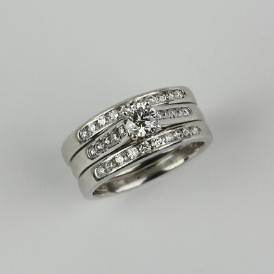 #ad EGL Certified Platinum 1.25 Carat TW Diamond Bridal Ring Set Size 8.25 $4999.00
