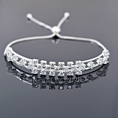 Certified 3Ct Diamonds Adjustable Bracelet 925 silver Great Luster amp; Sparkle #ad $180.00
