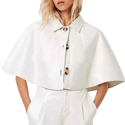#ad Stylish Genuine Leather White Handmade Leather Trendy Women Leather Cape Jacket $127.50