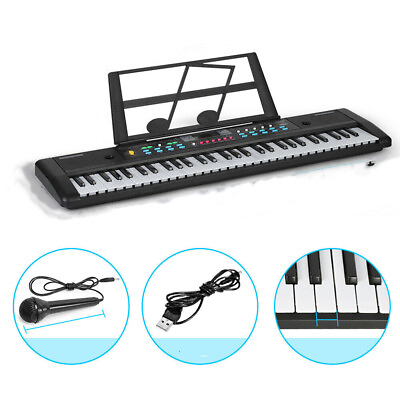 #ad Professional Digital Piano Keyboard 61 Key Portable Electronic Instrument w Mic $26.99