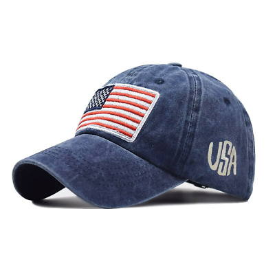 #ad Blue American Flag USA Baseball Cap Tactical Army Cotton Casual Hat $15.99