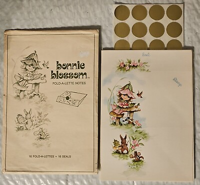 #ad 1976 Bonnie Blossom Fold A Lette Note Stationery Consisting of 16 Cards 15 Seals $29.99