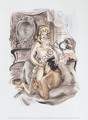 #ad Vintage Love erotic Art breast antique Print Oral Sex Nude Romance Vagina 1920 EUR 19.00