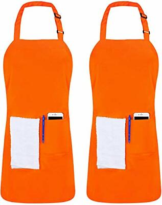 #ad Adjustable Bib Apron 2 Pack Water Oil Resistant Chef Aprons Utopia Kitchen $16.06