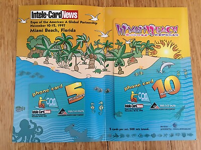 #ad 2 Miami Beach Phonecards 1997 including JUMBO set #71 of 500 5 and 10 minutes $7.20