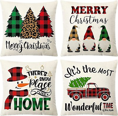 #ad 18x18#x27;#x27;Christmas Throw Pillow Cases Christmas Decoration Xmas Sofa Cushion Cover $8.54