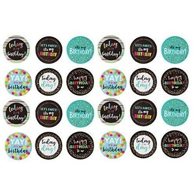 #ad 24x Party Button Pins Pinback Buttons Birthday Party Assorted Design 2.25quot; $11.99