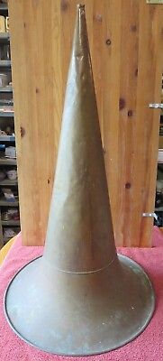 #ad Antique XL 35quot; Brass Witches Hat Cylinder Phonograph Horn ? Edison Columbia $100.33