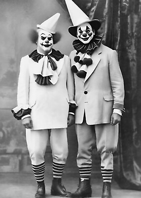 #ad Clown Vintage Circus Photo Black And White Picture Antique Style Wall art $14.99