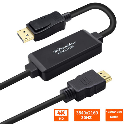 #ad Active HDMI to DisplayPort Converter Adapter Cable 6ft 4K 30Hz HDMI in to DP out $20.99
