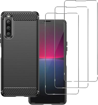 Case For Sony Xperia 1 5 10IV Carbon Phone Cover amp; Screen Protector V IV III #ad $10.74