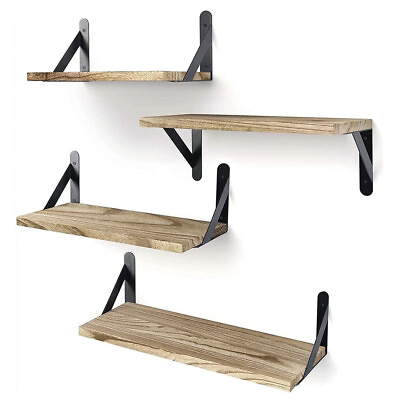 #ad Floating Shelves 2 Sets Wall Shelves Wooden Floating Shelves for Wall Décor US $15.19