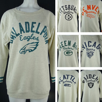 #ad NFL Multi Team Women#x27;s Touch Cream Long Sleeve Crewneck Sweater $27.99